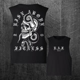 "SNAKE SKULL" Women's Custom Cut Crop Muscle Tee